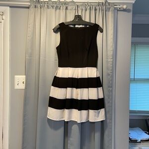 B. Smart Semi-Formal Black & White Stripped Dress- Size 7/8